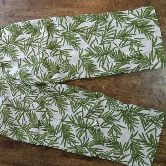 Nicole Miller 100% Linen Wide Leg Cropped Tropical Pants Vacation M - Picture 7 of 7